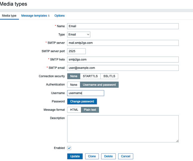 Configure the email server settings